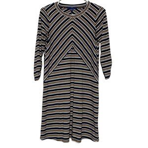 Apt. 9 A-Line Dress Woman's XS Striped Ribbed Knit Retro Knee Length Stretch